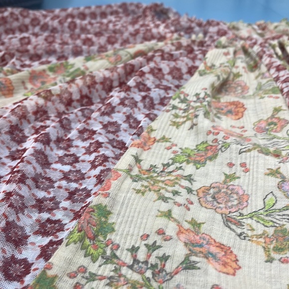 Free People Boho Floral Patchwork Sheer Peasant Cottagecore Mini Dress Small - Picture 15 of 16